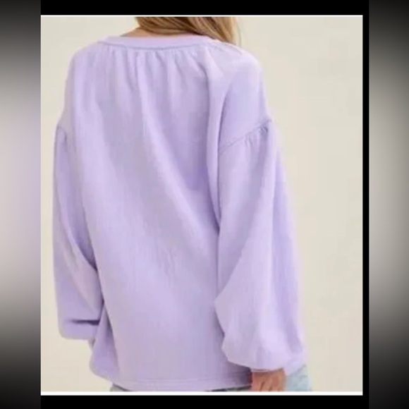 Aerie Easy Street Sweatshirt Lavender V-Neck Oversized Size Small - Picture 2 of 12